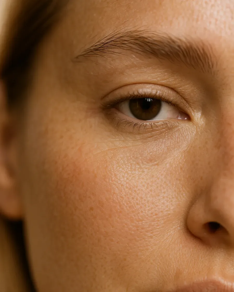 Detalhe do contorno dos olhos de uma mulher adulta