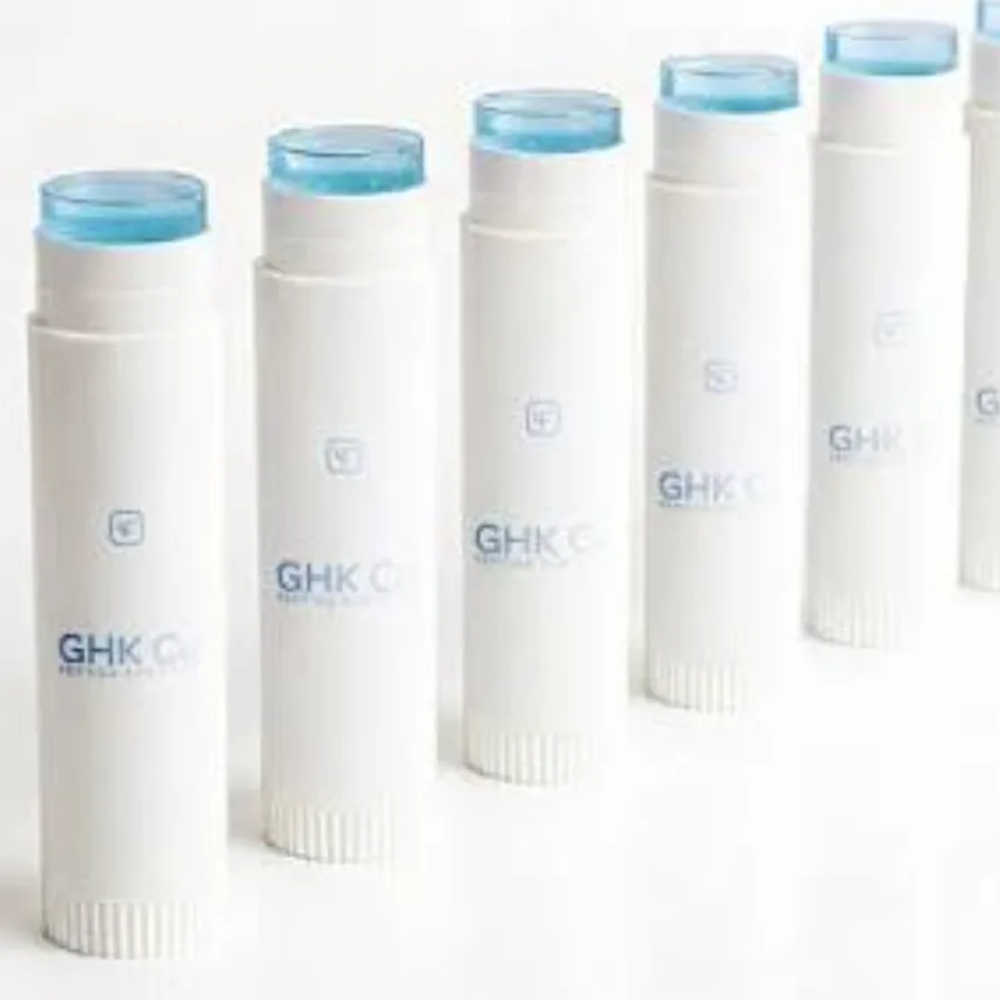 Bastão nuvia GHK-Cu Peptide Eye Stick, tubo branco com gel azul no topo